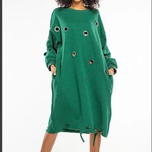 Sweatshirt dress with silver grommets size L